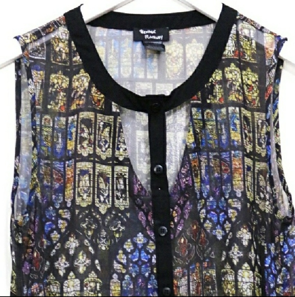 ISO Teenage Runaway sheer chiffon cathedral top M - Picture 3 of 4